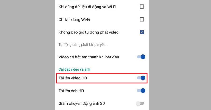 Tải video HD của bạn