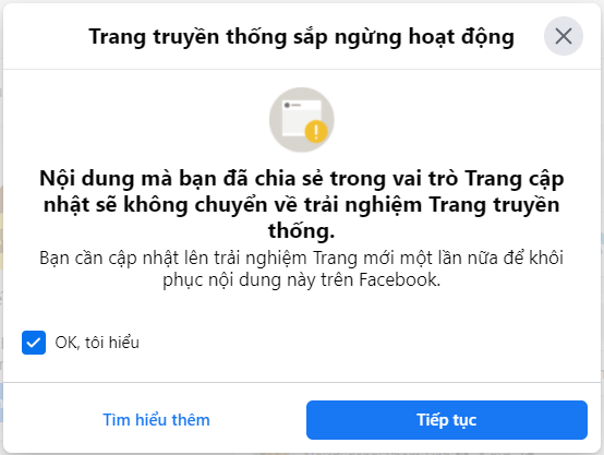 chuyển fanpage thành trang cá nhân dễ dàng