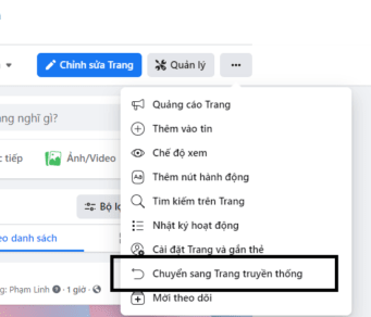 chuyển fanpage thành trang cá nhân