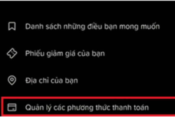  "Quản lý các phương thức thanh toán"