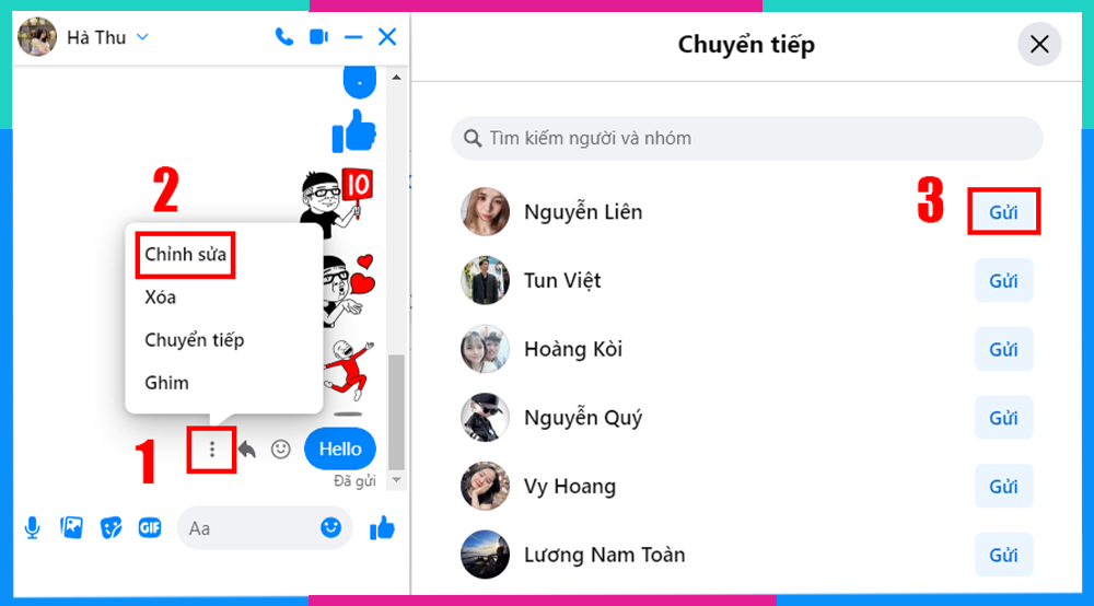 Nhấn “Chuyển tiếp”